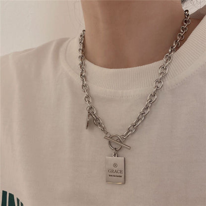 Women's & Men's Design Steel Twin Sweater Hip Hop Necklaces