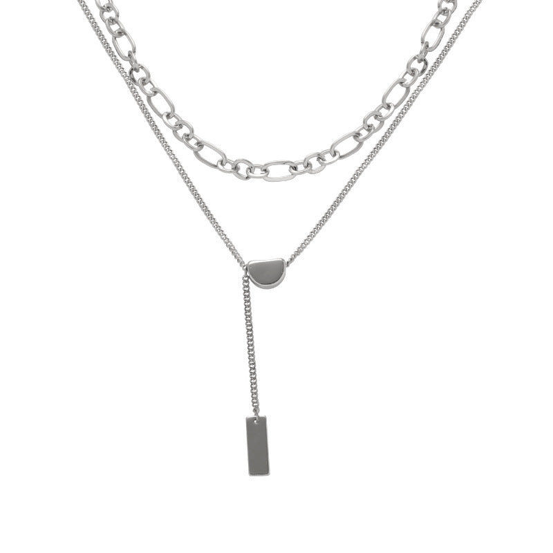 Double Layer Niche Design Square Plate Necklaces