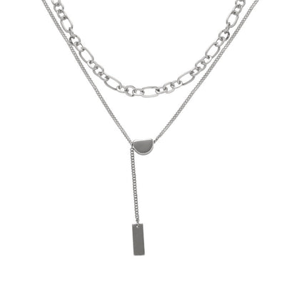 Double Layer Niche Design Square Plate Necklaces