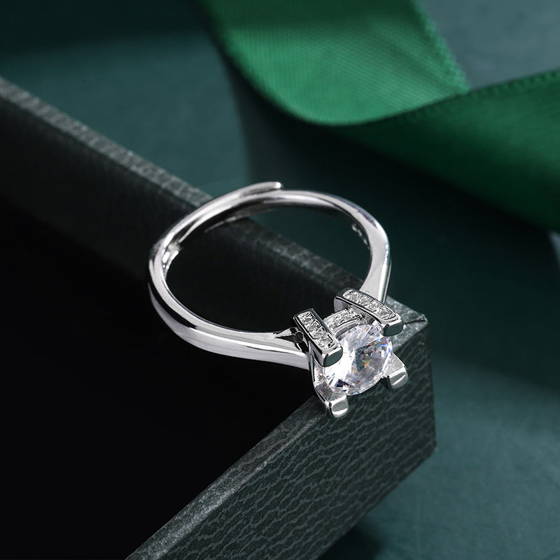 Women's Live Broadcast Moissanite Letters Carat Sterling Rings