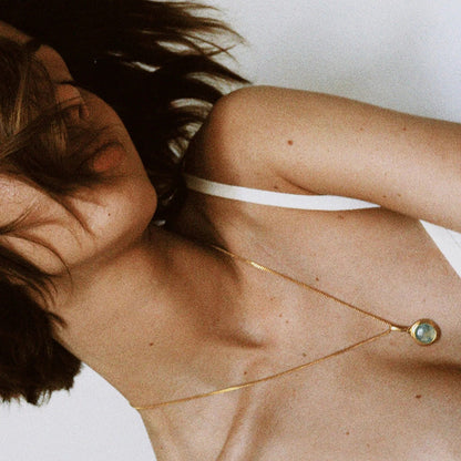 Olive Green Opal Stainless Steel Pendant Necklaces