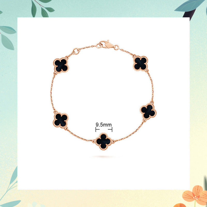 Red Agate Clover Female Pork Belly White Shell Bracelets