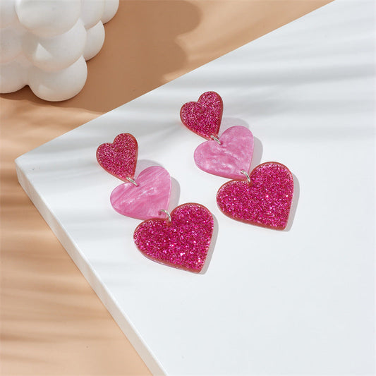 Women's Valentine's Day Acrylic Love Heart Niche Earrings