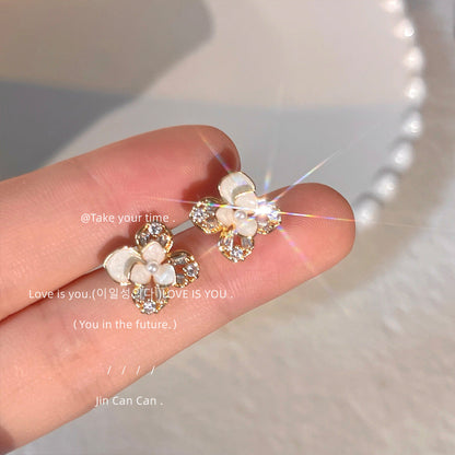 Micro Inlaid Zircon Sier Needle Plated Earrings