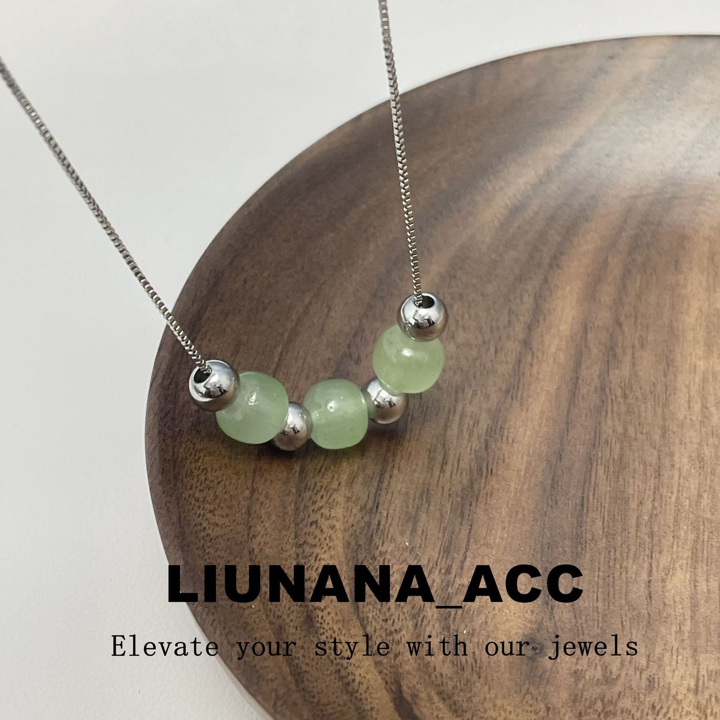 Women's Lucky Beads Imitation Jade Sweater Chain Necklaces