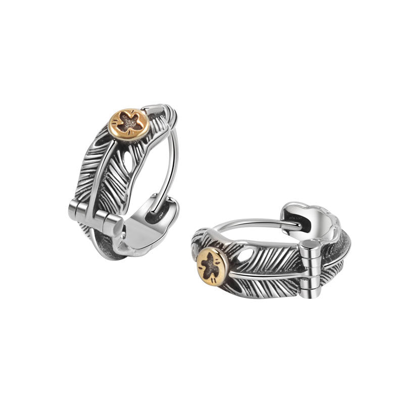 Thai Sier Unisex Style Street Feather Ear Rings