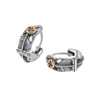 Thai Sier Unisex Style Street Feather Ear Rings