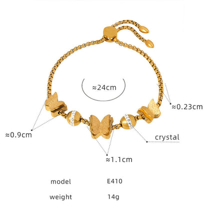 Women's Full Of Diamond Zircon Beaded Trendy Titanium Steel Bracelets