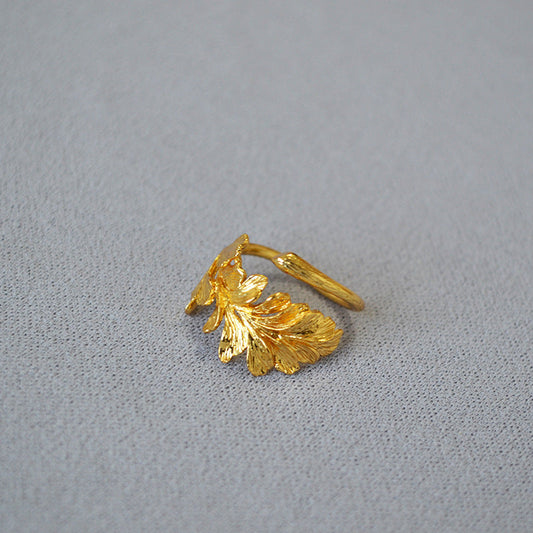 Texture Brass Gold Plated Personality Surrounding Rings