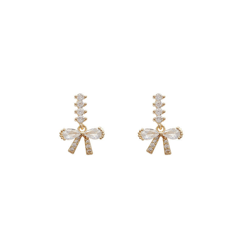 Zircon Bow Style Light Luxury Delicate Earrings