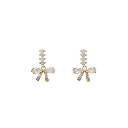 Zircon Bow Style Light Luxury Delicate Earrings