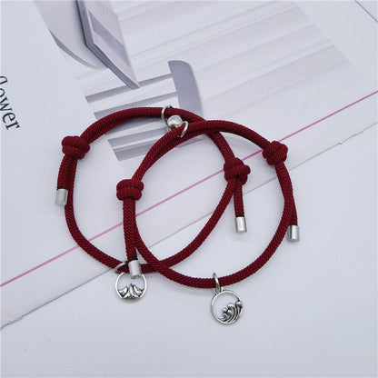 Women's & Men's Of Love Couple Magnet Attract True Pair And Woven Bracelets