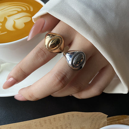 Women's Fashionable Golden Elegant Oval Open Adjustable Rings