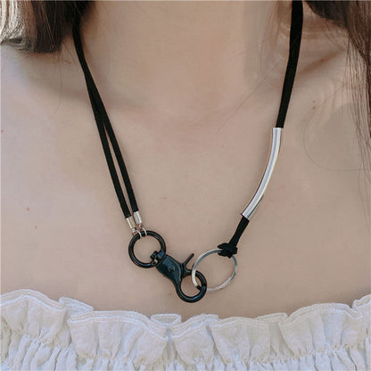 Women's & Men's And Accessories Design Functional Leather Rope Button Necklaces