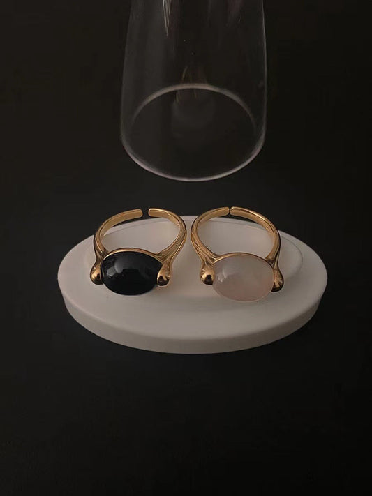 Sterling Sier Retro French Graceful Wind White Natural Rings