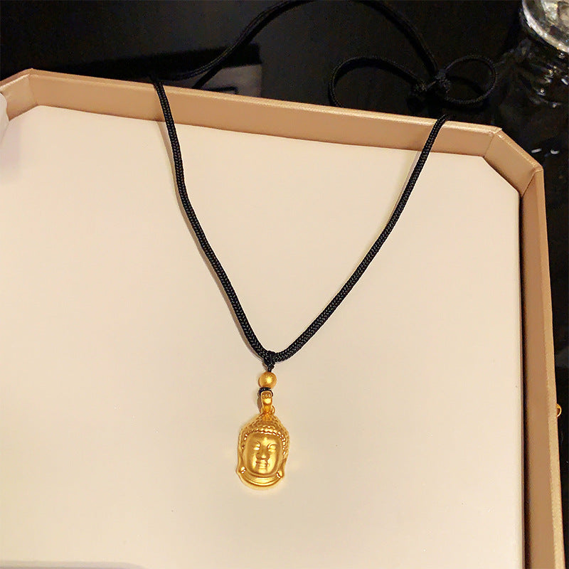 Women's National Style Design Safety Lock Lucky Pendant Leather Necklaces