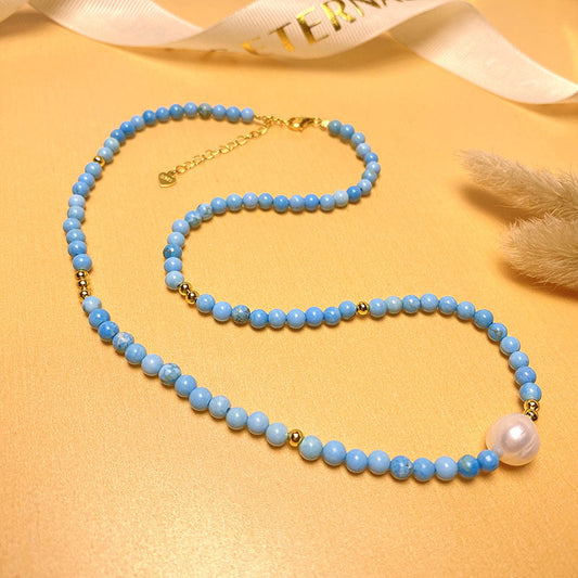 Baroque Natural Pearl Pendant Turquoise Temperament Necklaces