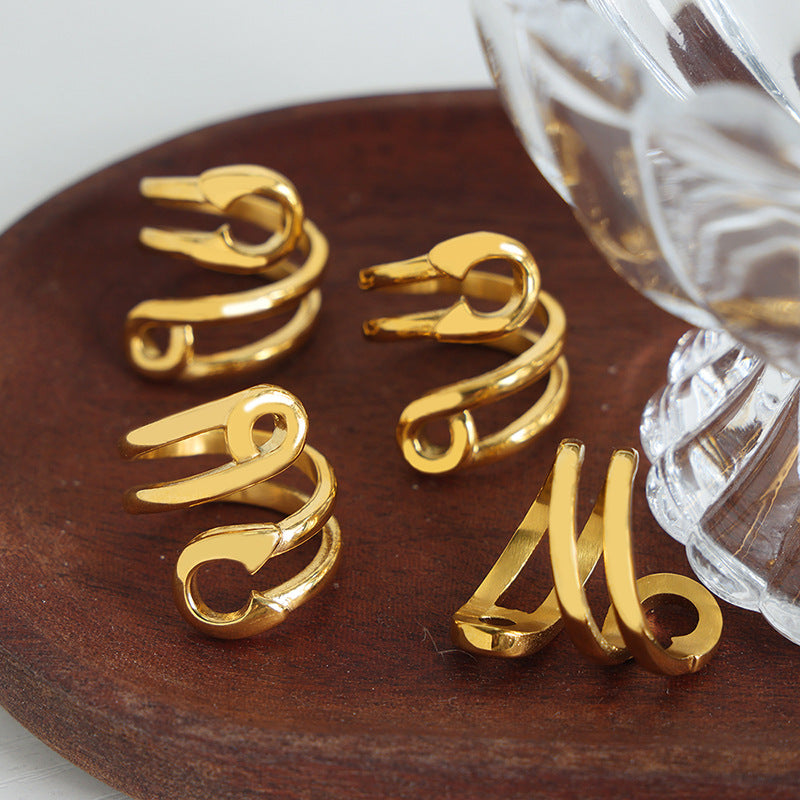 Women's Simple And Light Luxury Personality Titanium Steel Gold Plated Rings