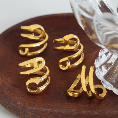 Women's Simple And Light Luxury Personality Titanium Steel Gold Plated Rings