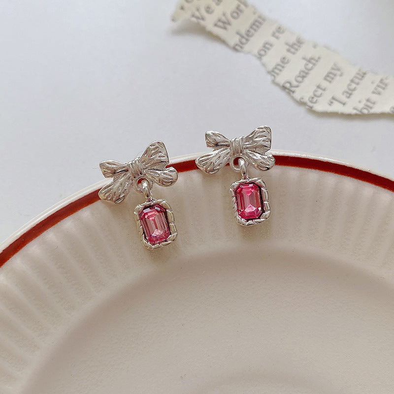 Women's Super Shiny Fresh Sweet Bow Rhinestone Fashion Earrings