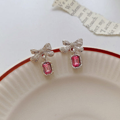 Women's Super Shiny Fresh Sweet Bow Rhinestone Fashion Earrings