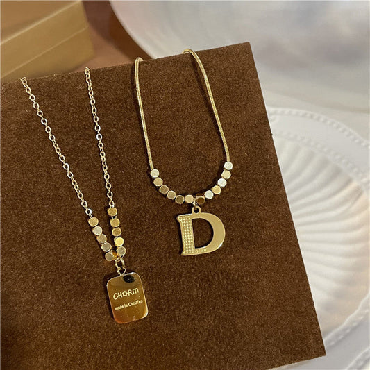 Steel Design Letter Temperamental Tassels Sweater Necklaces