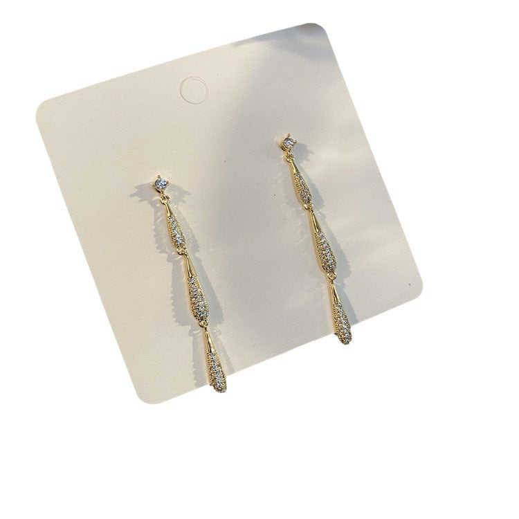 Diamond Water Drop Tassel High-grade Light Luxury Earrings