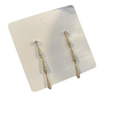 Diamond Water Drop Tassel High-grade Light Luxury Earrings