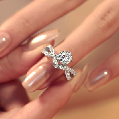 Women's High-grade V-shaped Line Simulation Moissanite Diamond Karat Rings