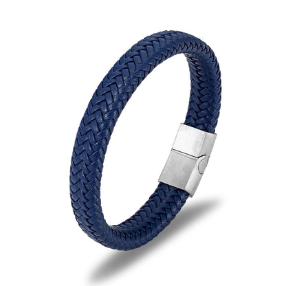 Men's Fashion Woven Leather Simplicity Stainless Steel Bracelets