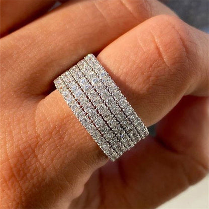 Women's Shi Luxury Five Rows Full Diamond Rings