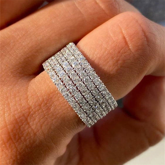 Women's Shi Luxury Five Rows Full Diamond Rings