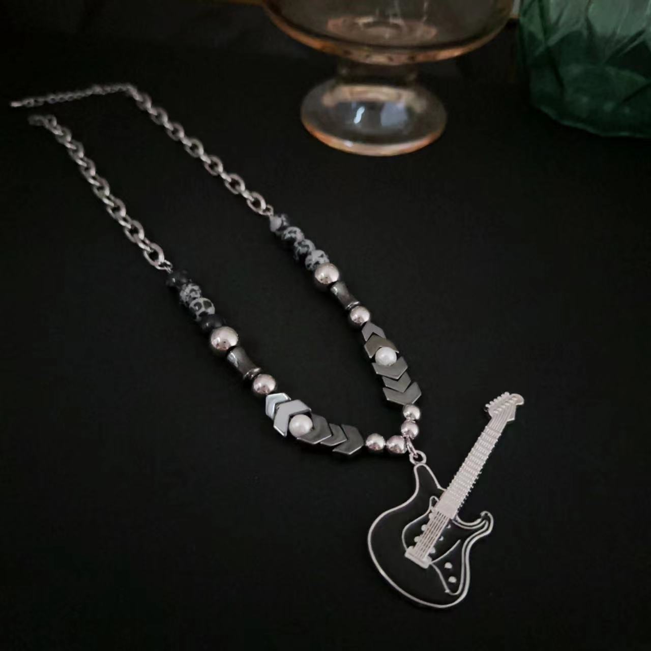 Women's Flame Guitar Pendant For Niche Personality Design Sweet Cool Necklaces