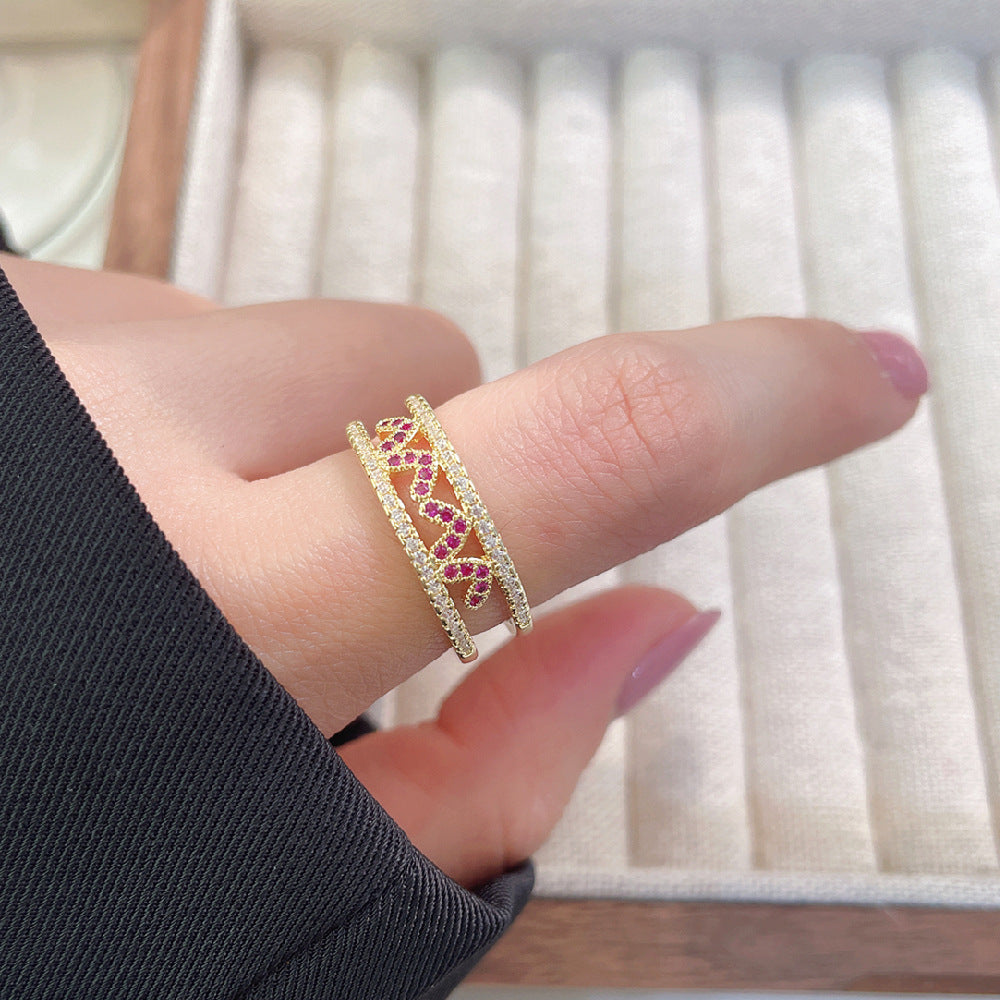 Women's Luxury Fashion Opening Zircon Adjustable Gold Rings
