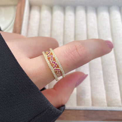 Women's Luxury Fashion Opening Zircon Adjustable Gold Rings