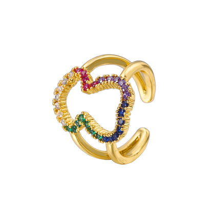 Cute Personality Hollow Bear Female Copper Rings