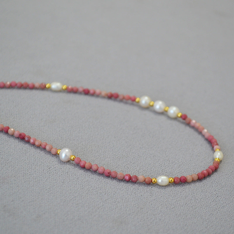 Stone Beaded Freshwater Rice Grain Pearl Grace Necklaces