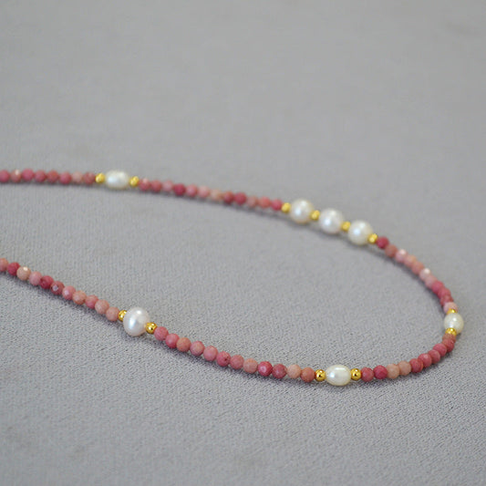 Stone Beaded Freshwater Rice Grain Pearl Grace Necklaces