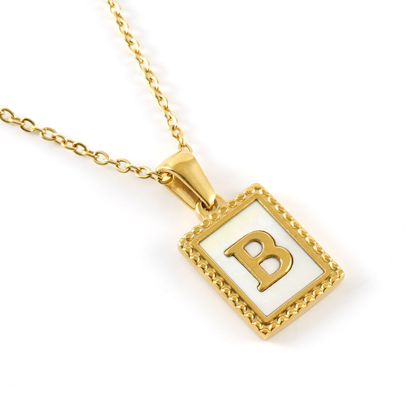 Gold Stainless Steel Shell Letter Female Titanium Pendant Necklaces