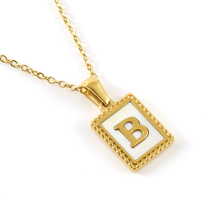 Gold Stainless Steel Shell Letter Female Titanium Pendant Necklaces