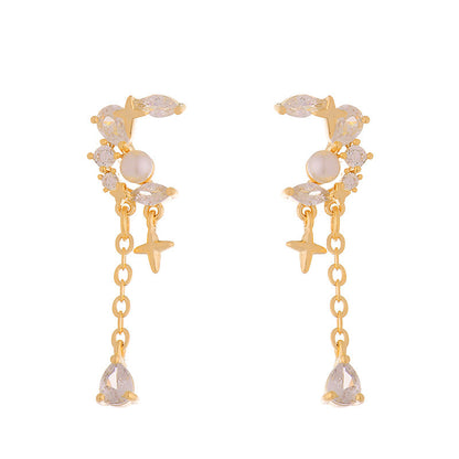 Tassel Chain Water Drop Star And Earrings