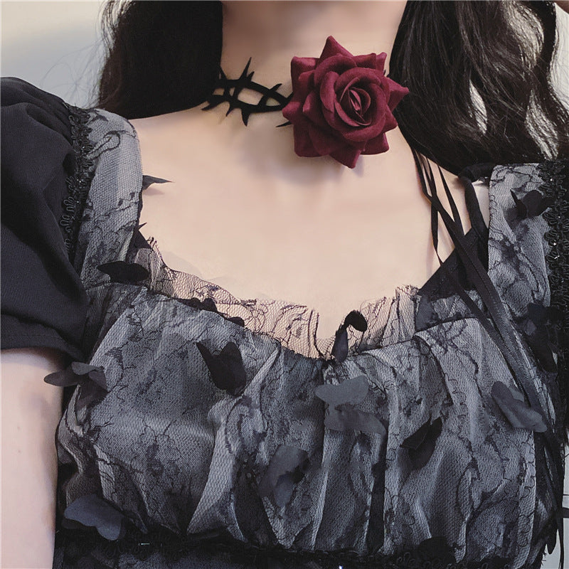Rose Fabric Lace Niche Temperament Creative Necklaces