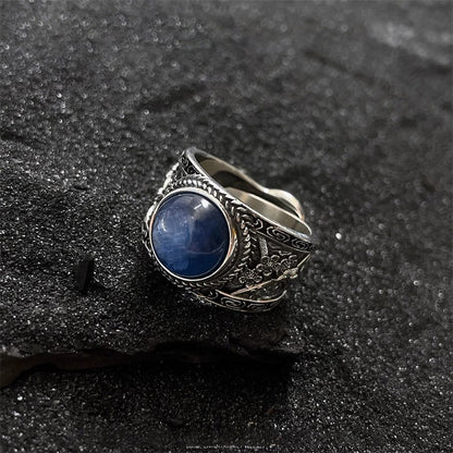 Eyebrows Fu Blue Crystal Female Vintage Rings