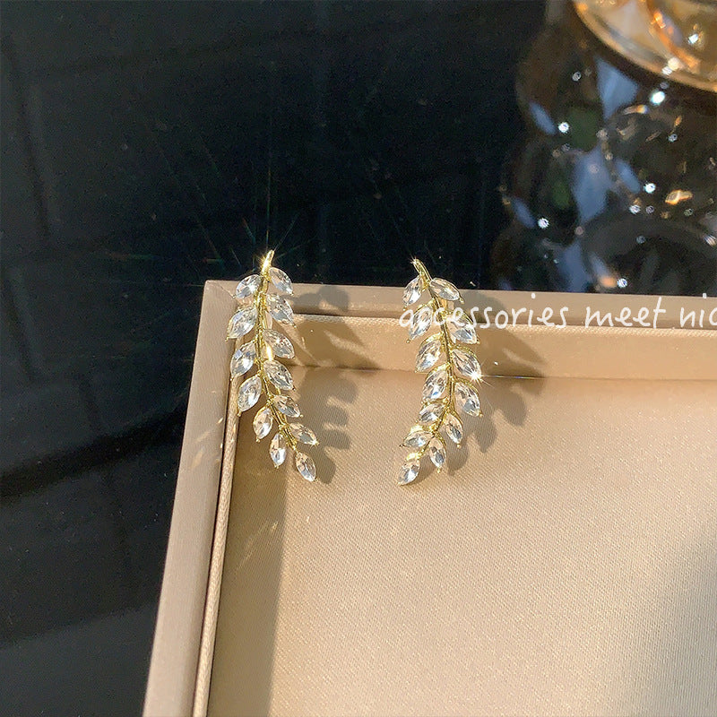Light Luxury Zircon Wheat One-piece Multiple Earrings