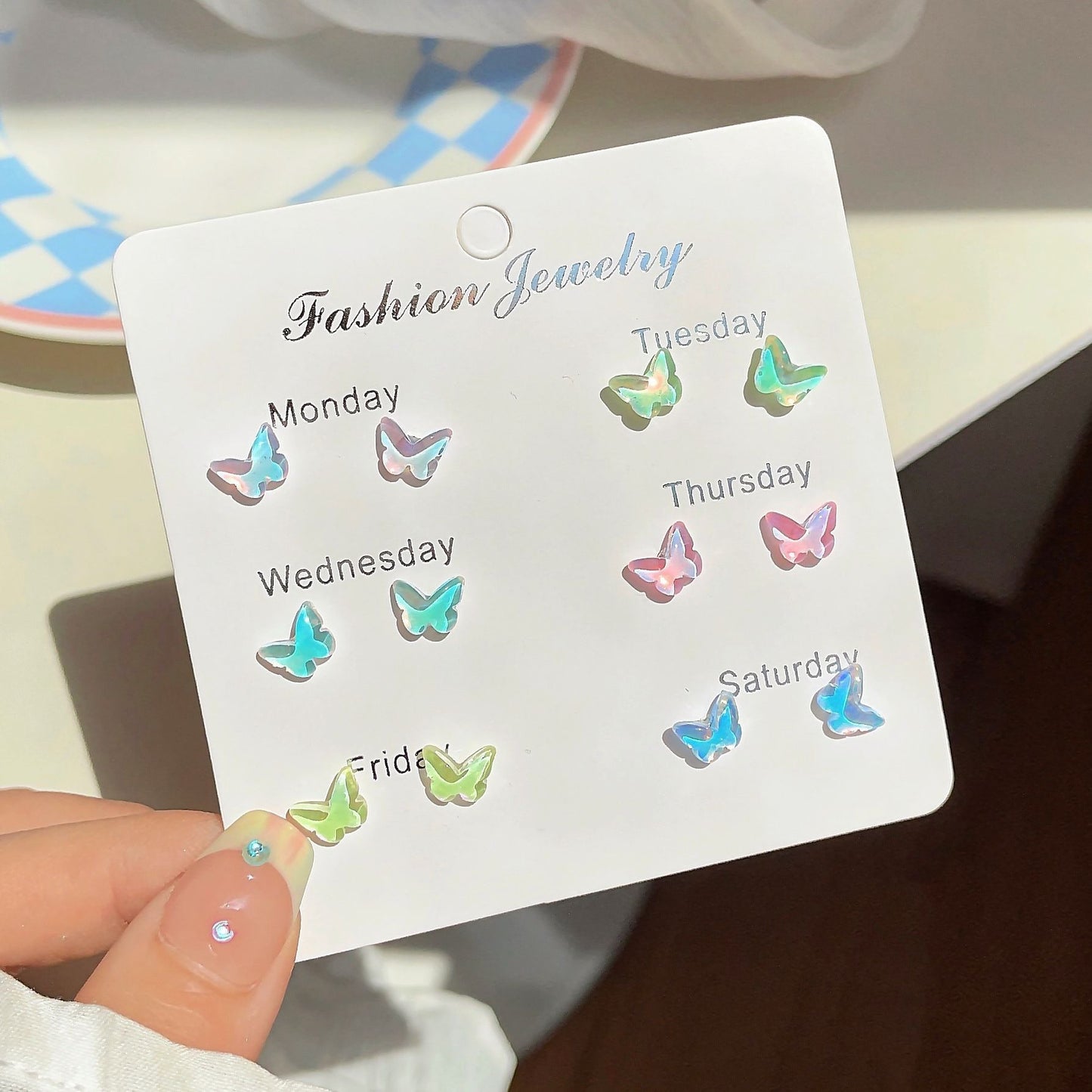 Style Colorful Small Stone Female Sweet Earrings