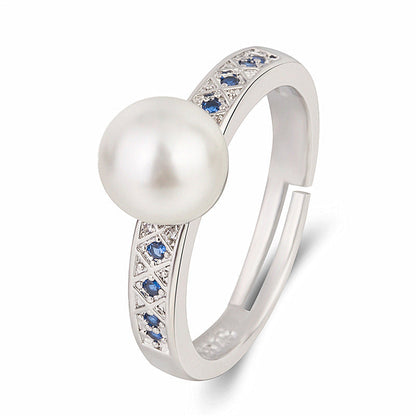 Gems Jewelry Natural White Pearl Curved Moon Rings