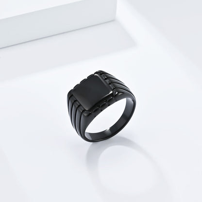 Square Seal Titanium Steel Niche Personality Simple Rings