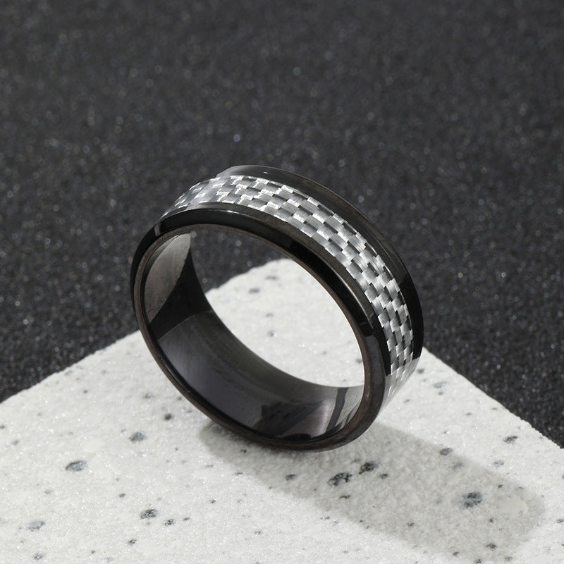 Men's Stainless Steel Ornament Simple Carbon Fiber Multicolor Rings