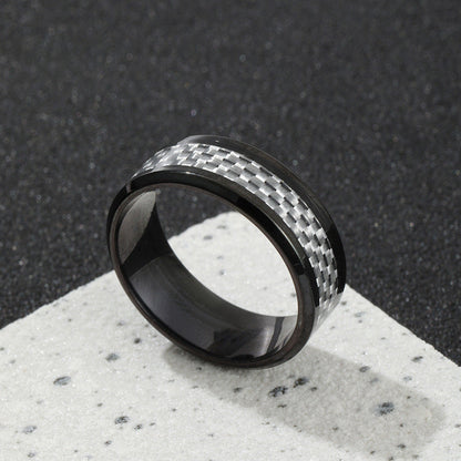 Men's Stainless Steel Ornament Simple Carbon Fiber Multicolor Rings