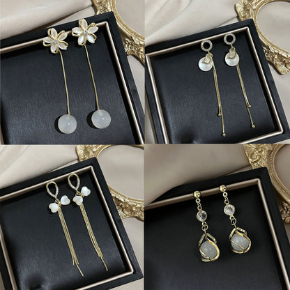 Needle French Opal Simple And Stylish Earrings